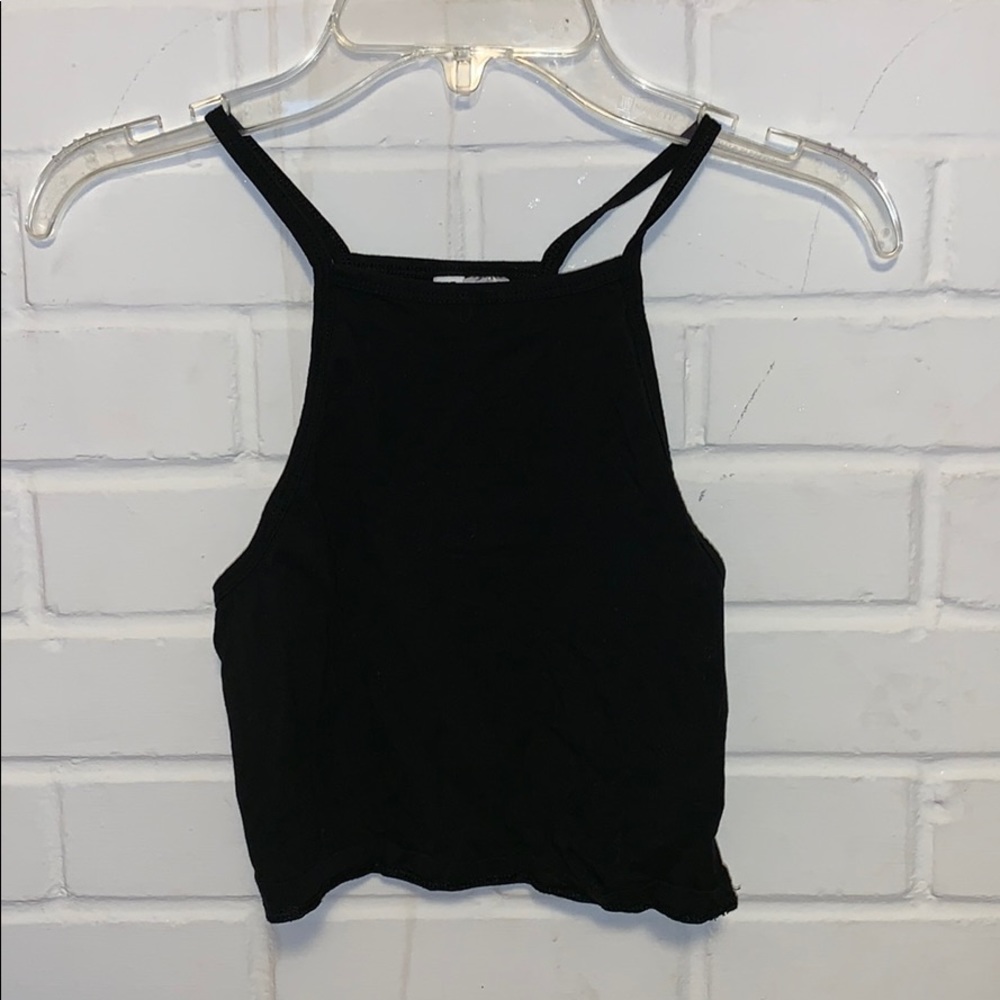 H&M black cropped halter tank top